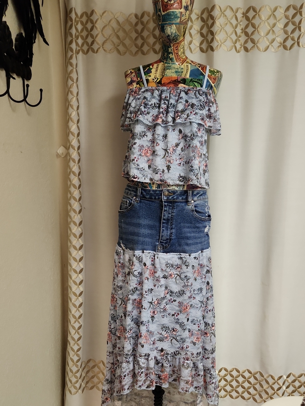 Floral Two-Piece Crop Top and Maxi Skirt Set
